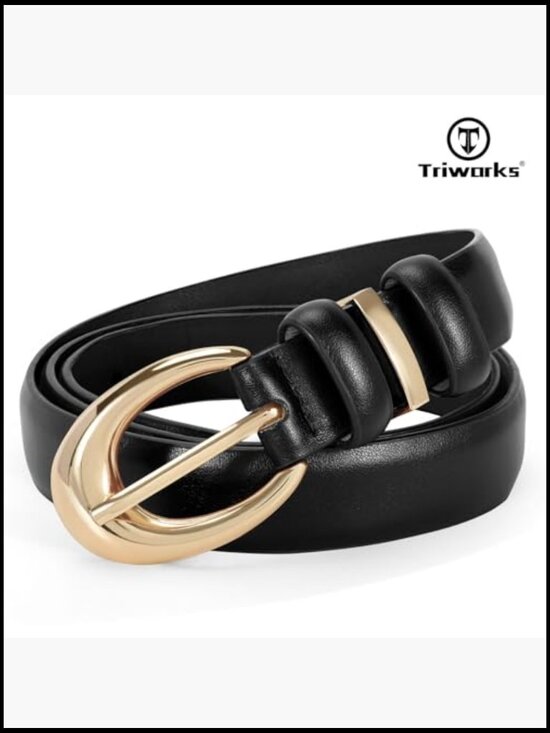 Women\'s Faux Leather Belt Set with Gold Buckle for Jeans and Pants main image 7